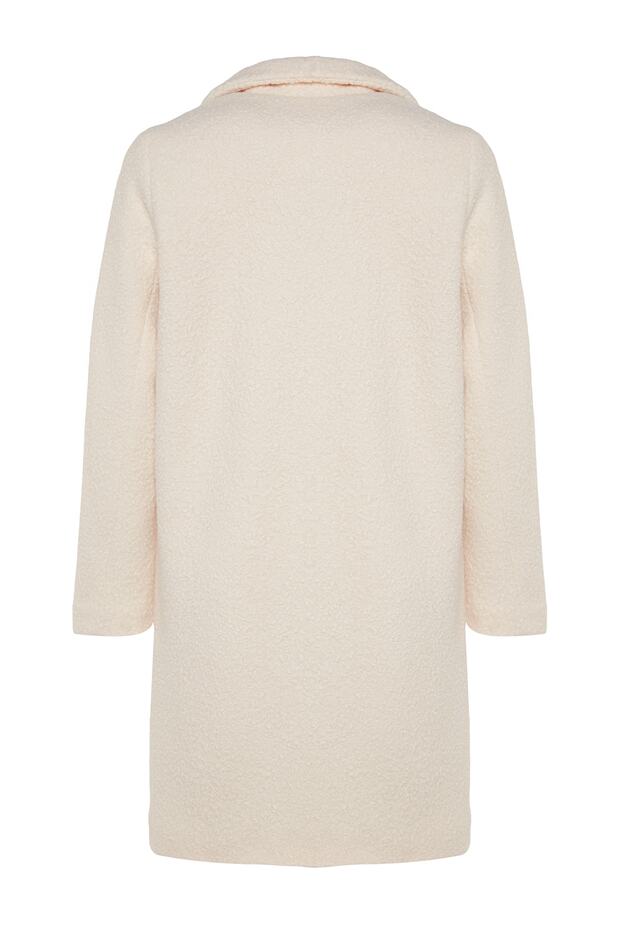 TWOAW24KB00089 Modell Ecru Midi Boucle Coat - 8
