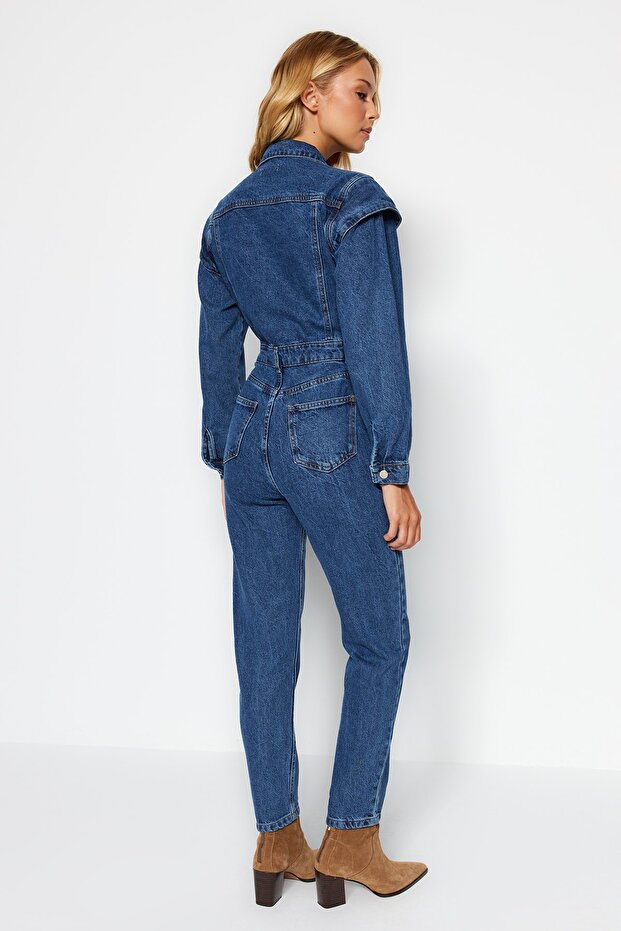Indigo Dikiş Detaylı Denim Tulum TWOAW22TU0040 - 6