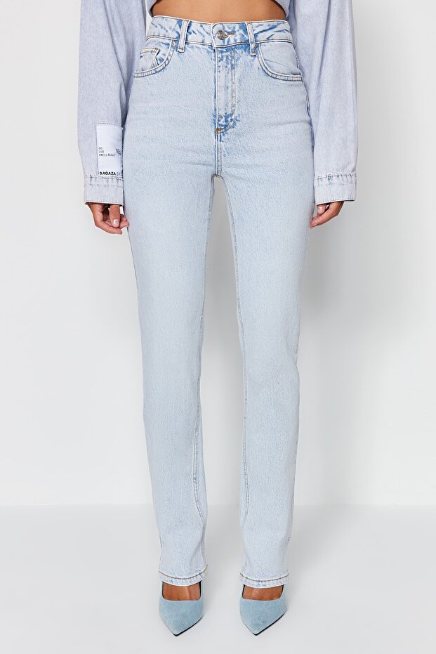 Açık Mavi More Sustainable Yüksek Bel Az Esnek Bootcut Jeans TWOAW23JE00657 - 7