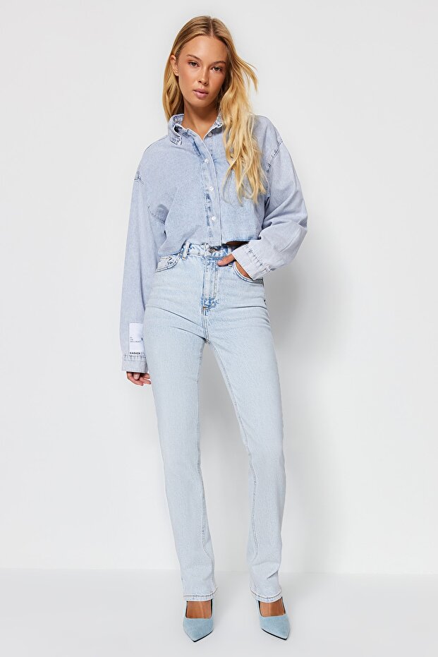 Açık Mavi More Sustainable Yüksek Bel Az Esnek Bootcut Jeans TWOAW23JE00657 - 4
