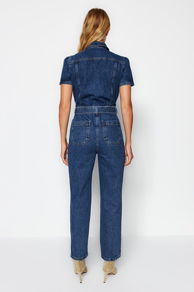 Niebieski dżinsowy kombinezon z paskiem TWOSS20TU0156 - 10