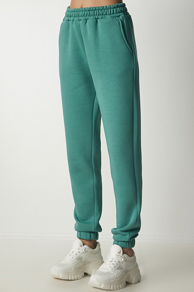 Women's Dark Green Hooded Ribbed Tracksuit Set DD00762 - 6