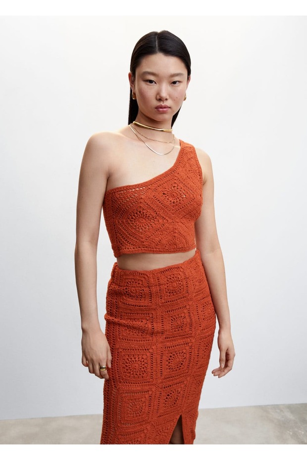 Asimetrik Kroşe Bluz - 15