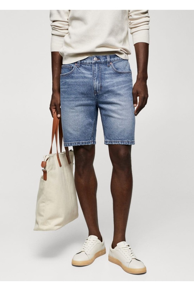Regular fit denim bermuda şort - 9