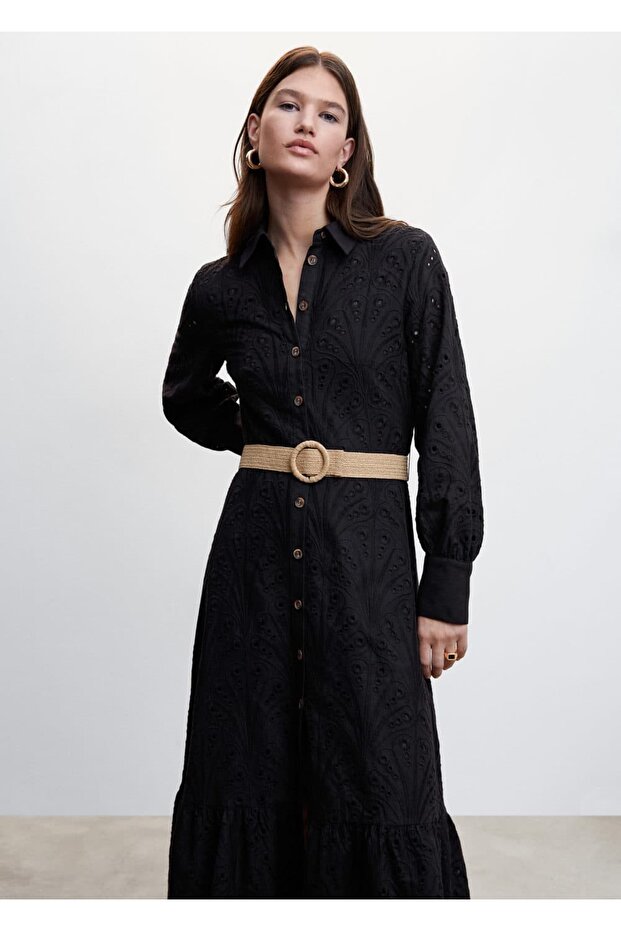 Rochie cămașă cu găuri - 9