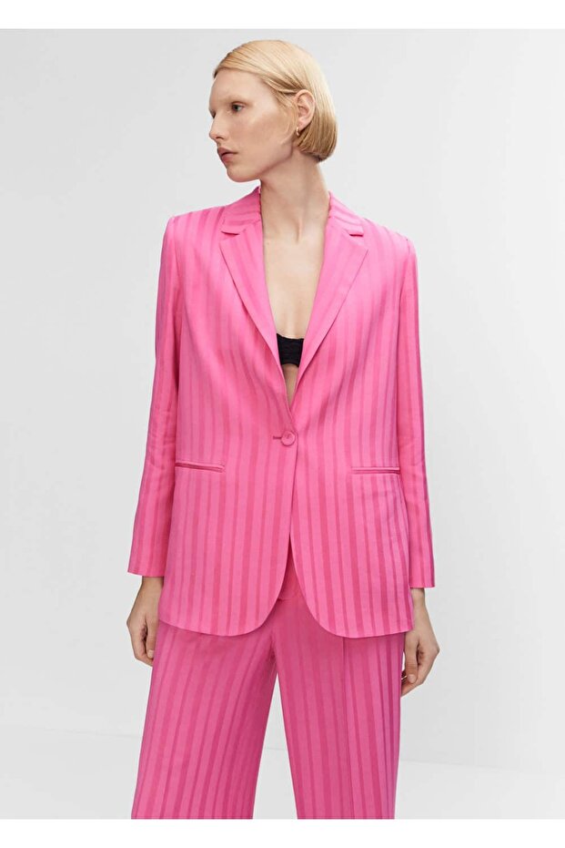 Çizgili kumaş blazer - 9