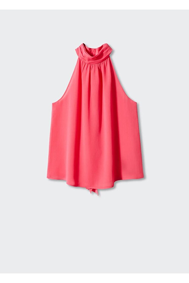 Halter Yaka Bağ Detaylı Bluz - 17