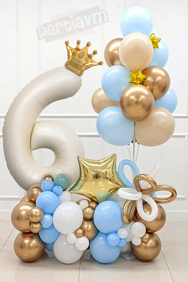 Cream Number Balloon Welcome Set King Crowned Balloon Set