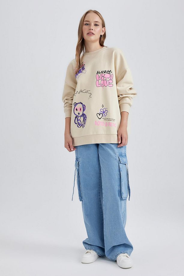 Coool Oversize Fit Bisiklet Yaka Kalın Sweatshirt A4755ax23wn - 2
