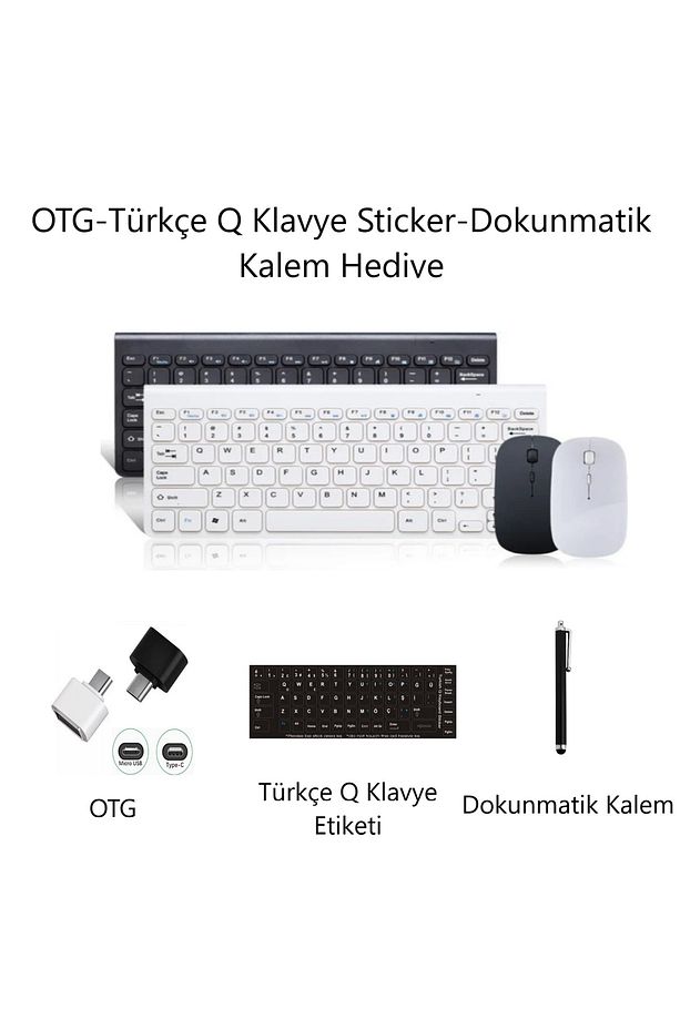 Preo PTAB T10 10.1" Tablet Uyumlu Kablosuz Taşınabilir Q Klavye Ve Mouse Set BEYAZ - 2