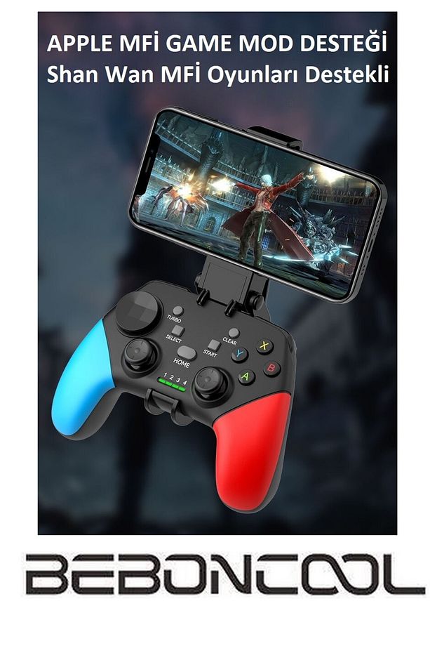 Telefon Tutuculu IOS-Android-TV BOX-PC-PS3-PS4 HOST-Switch Titreşimli Bluetooth Joystick - 5