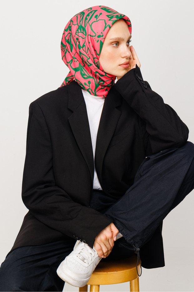 Eșarfă digitală moale cu model floral - 5