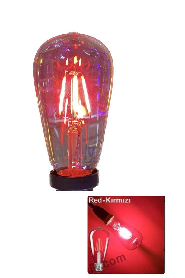 4 W KIRMIZI IŞIK 4 FLAMANLI RUSTİK E27 DUY LED AMPÜL RENKLİ 1 ADET - 1