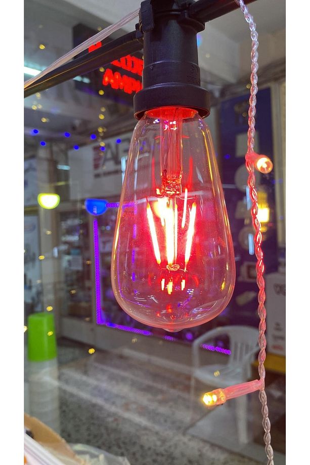 4 W KIRMIZI IŞIK 4 FLAMANLI RUSTİK E27 DUY LED AMPÜL RENKLİ 1 ADET - 3