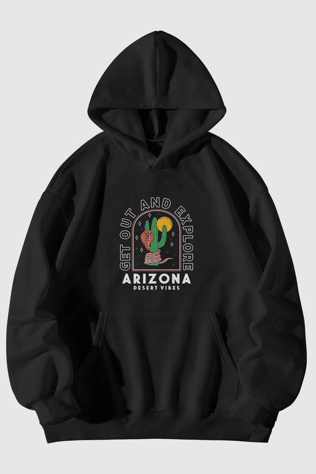 Arizona Desert Vibes Printed Unisex Kangaroo Pocket Hooded Sweatshirt Hoodie
