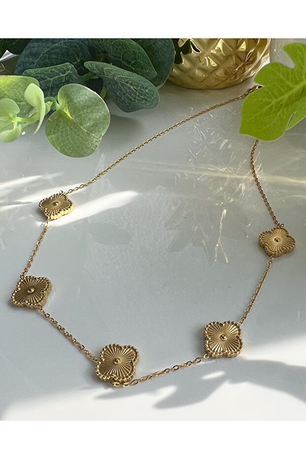 Çelik Yonca Model Kolye - 3