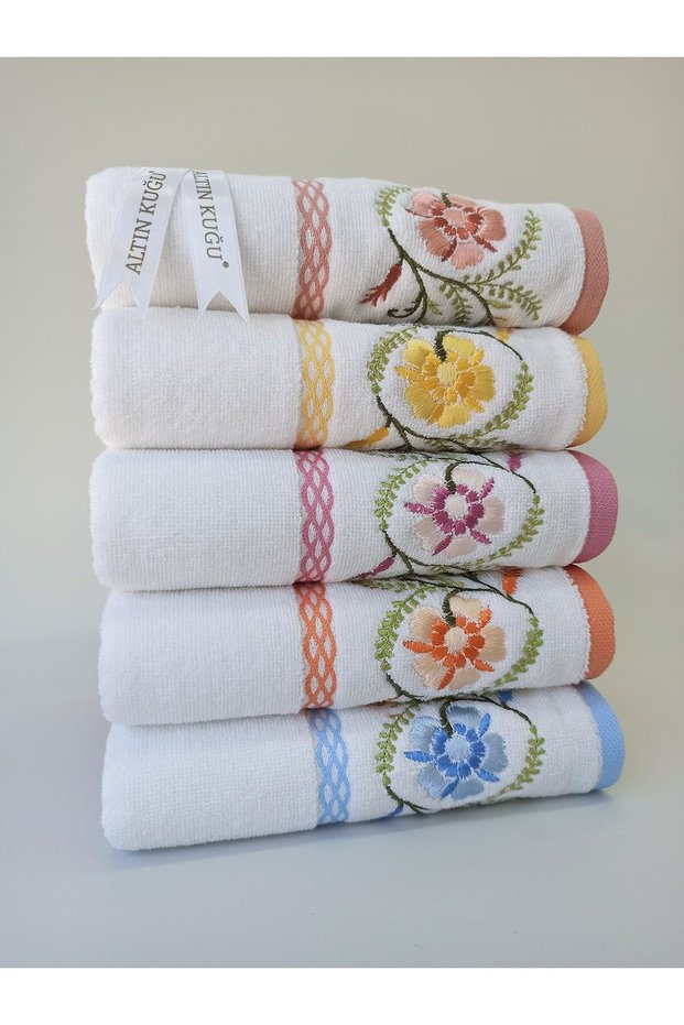 Azalea Dowry Embroidered Face Towels 5 Pieces