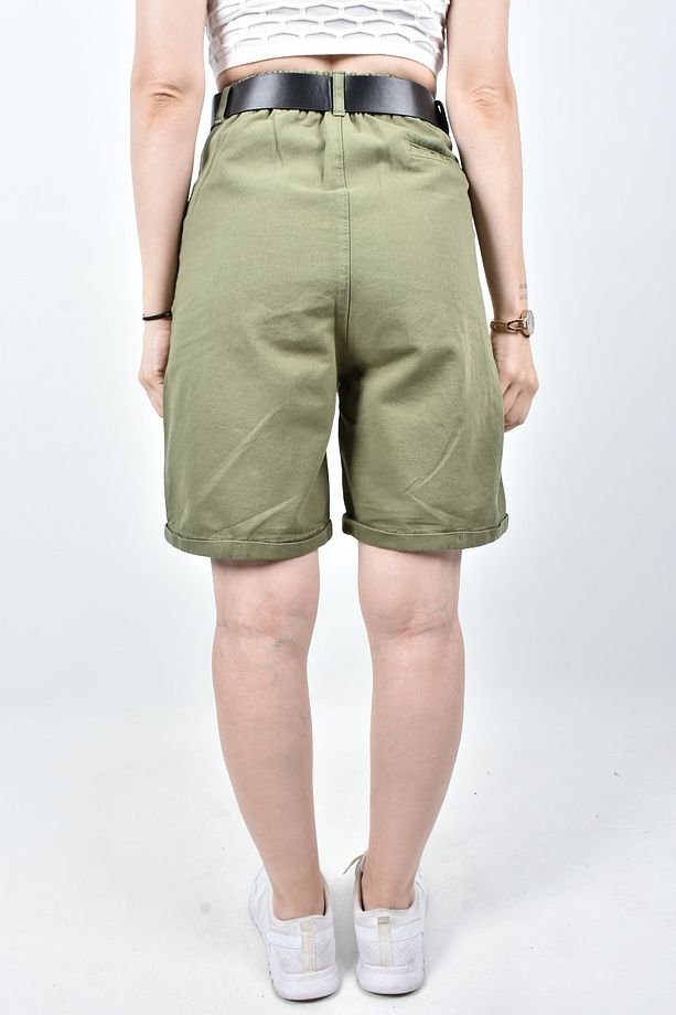 Kemerli Gabardin Şort - 8