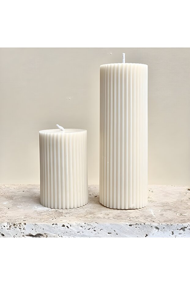 Basic pillar 2'li decorative candle set (boy 15x5 - 7.5x5) - 1