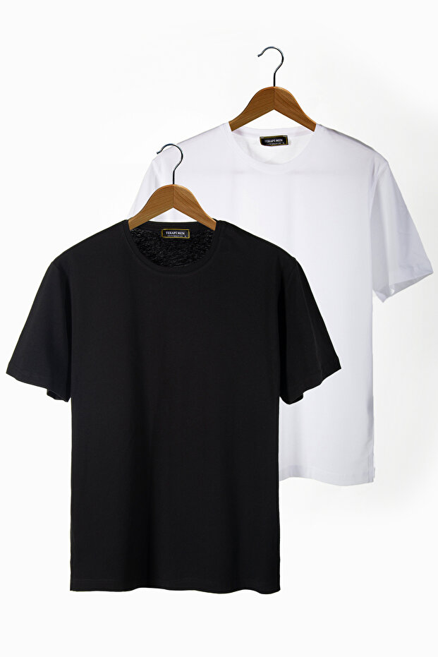 Pachet de 2 tricouri oversize Basic Negru-Alb - 1