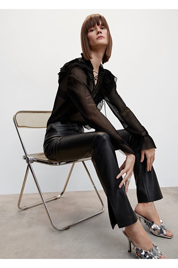 Deri Görünümlü Pantolon - 20