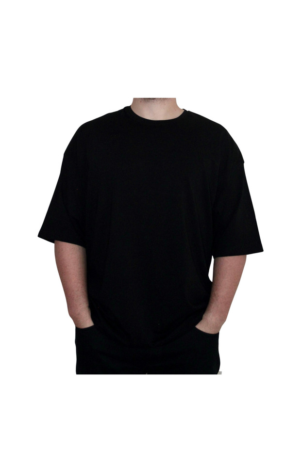 Unisex Basic Oversize Sade Tişört Pamuklu - 1