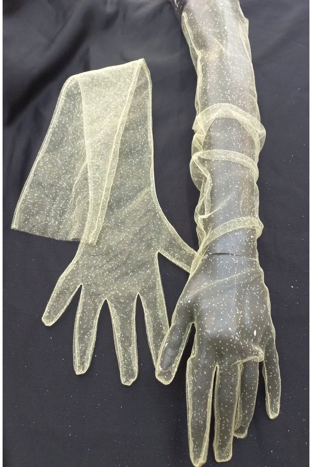 Diamond sparkling evening dress bridal gloves long yellow