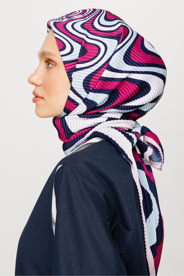 Eșarfă plisată cu model Mira - 6