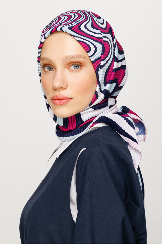 Eșarfă plisată cu model Mira - 1