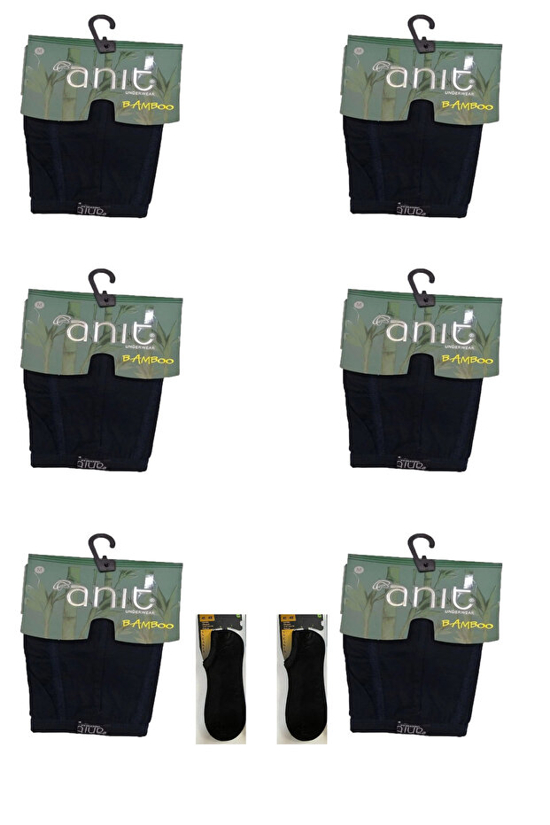 6'lı Erkek İnce Lastik Bambu Boxer 2 çift bambu-modal sneaker çorap hediyeli - 1