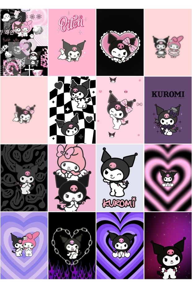 Kuromi 1 NO- multiple Set of 16 stickers
