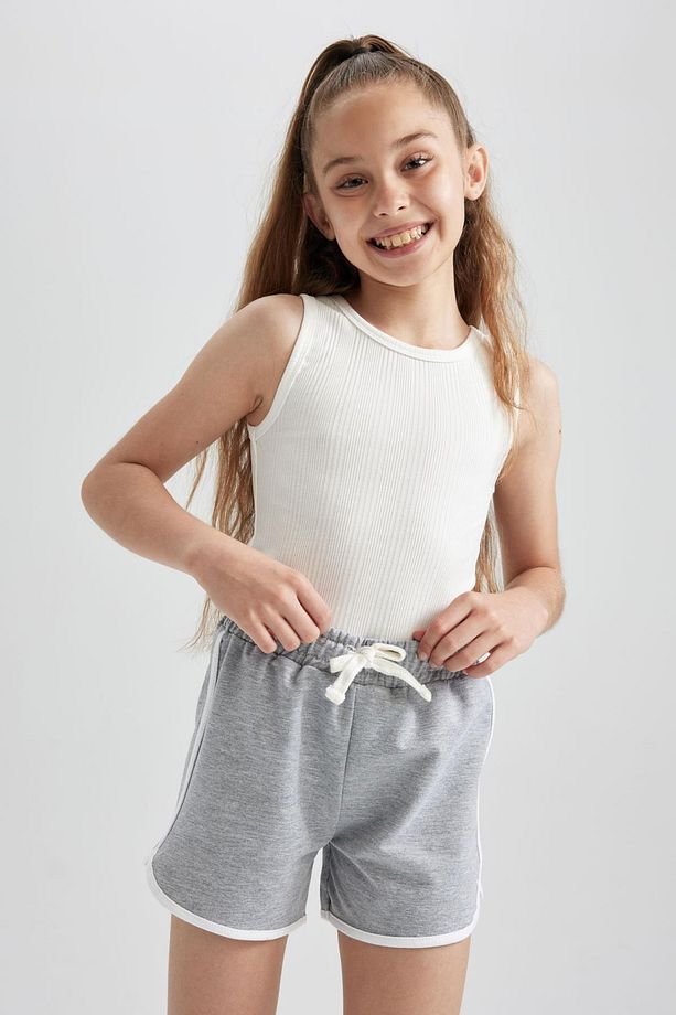 Kız Çocuk Regular Fit Sweatshirt Kumaşı Şort - 2