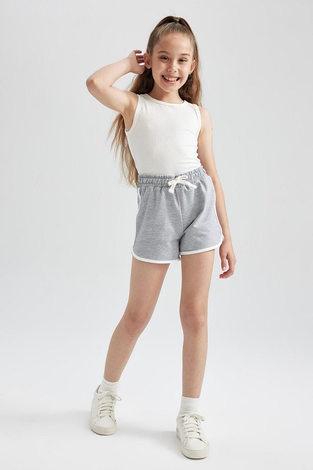 Kız Çocuk Regular Fit Sweatshirt Kumaşı Şort - 1