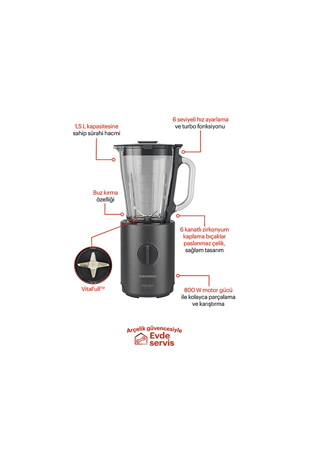 TB 7285 CDX Delisia Novus Sürahi Blender Dark Inox - 6
