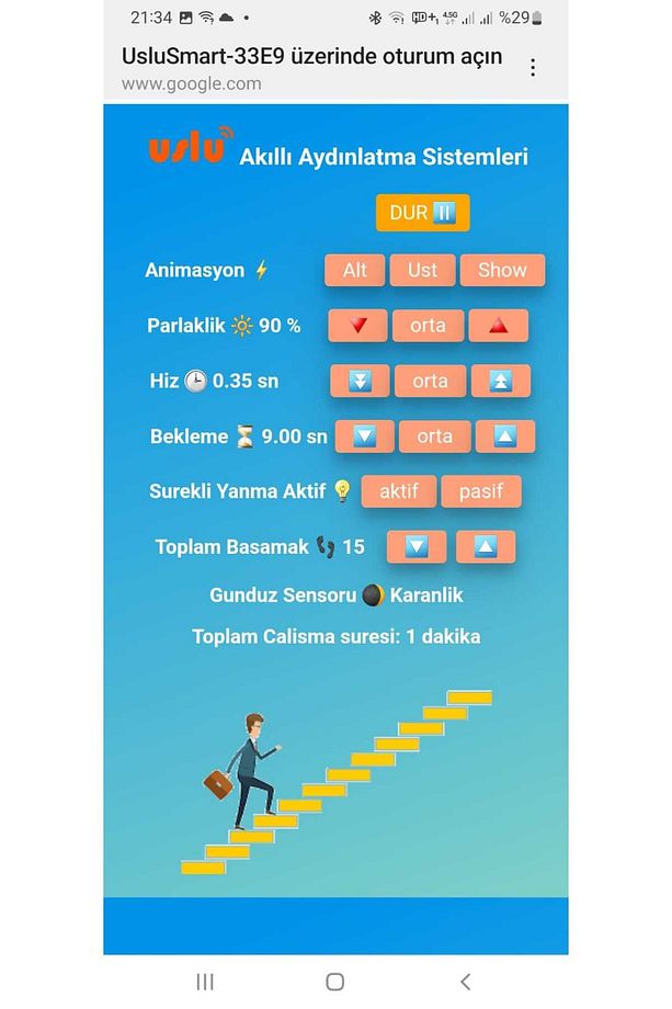 Uslu Wifi 16 Basamak Adım Takip Sistemi - Akıllı Merdiven Aydınlatma - 8