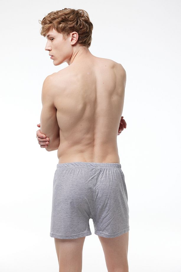 Erkek Gri 2 Li Paket Geniş Kalıp %100 Pamuk Boxer 024 - 4