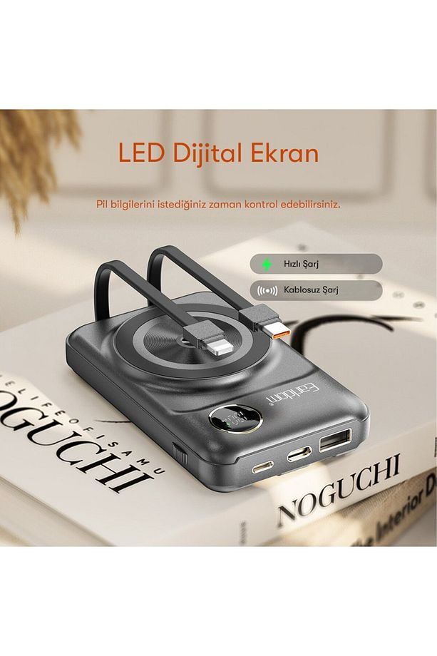 22.5W Hızlı Şarj 10.000 Mah Kablolu ve Kablosuz Magsafe Şarj Destekli Powerbank - 2
