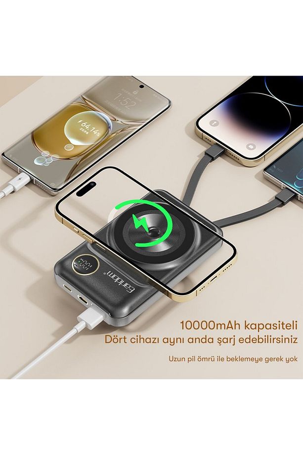 22.5W Hızlı Şarj 10.000 Mah Kablolu ve Kablosuz Magsafe Şarj Destekli Powerbank - 4