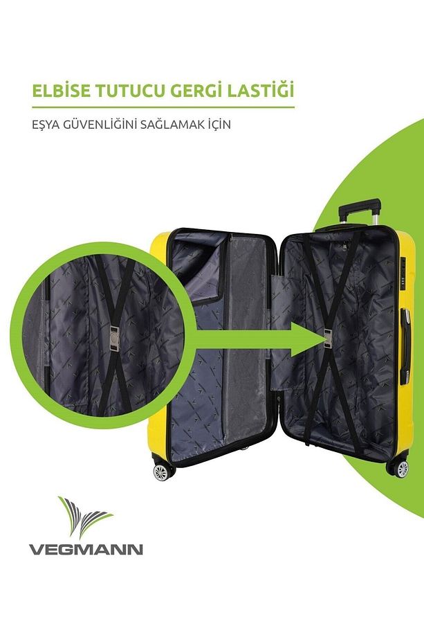 Vegmann Vela Kırılmaz Dayanıklı 3'lü Valiz Seti & Bavul Seti - 6