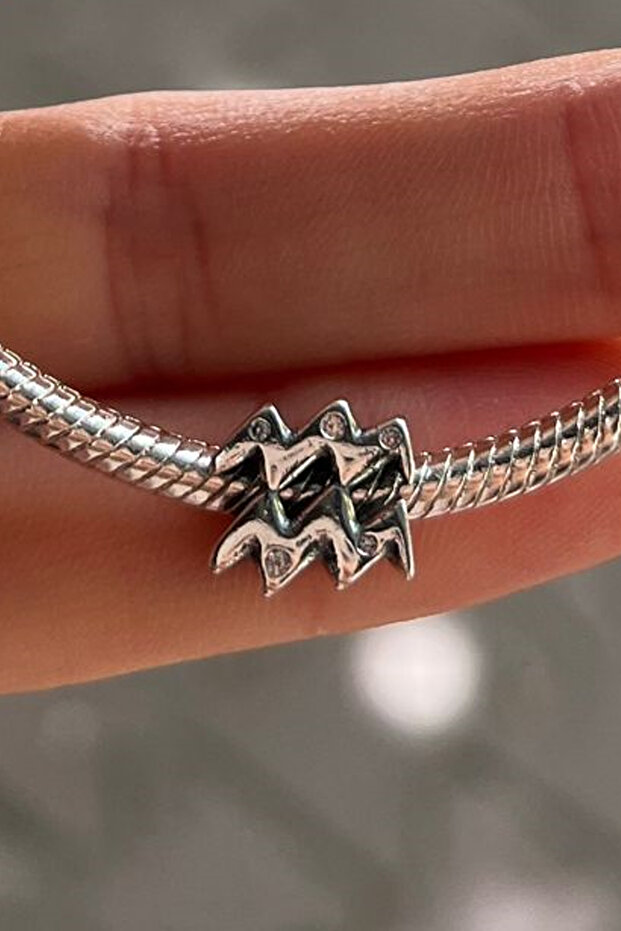 Kova Burç Gümüş Charm - 1