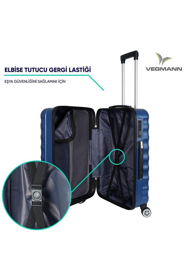 Vegmann Delphin Kırılmaz Dayanıklı 3'lü Valiz Seti & Bavul Seti - 7