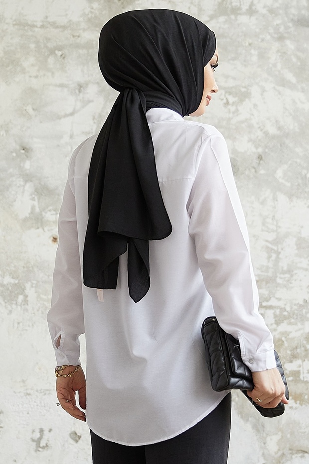 Nilda Basic Gömlek - Beyaz - 5