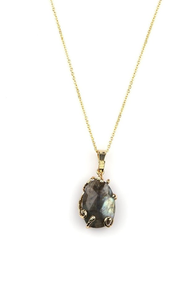 Labradorite Natural Stone Gold Color Pendant
