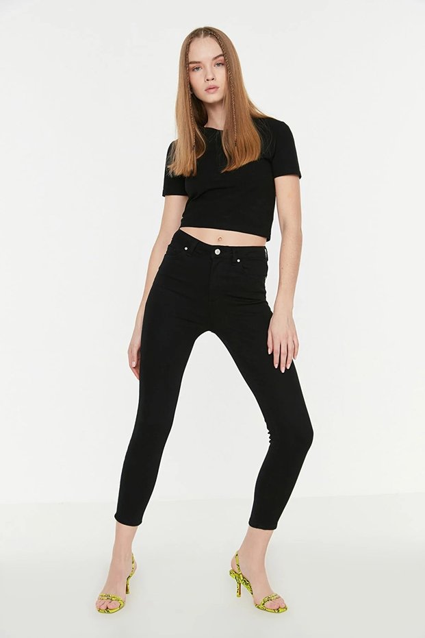 Diva Black Straight Fit Jeans Women's Lycra High Waist Recovery Skinny Leg Jeans