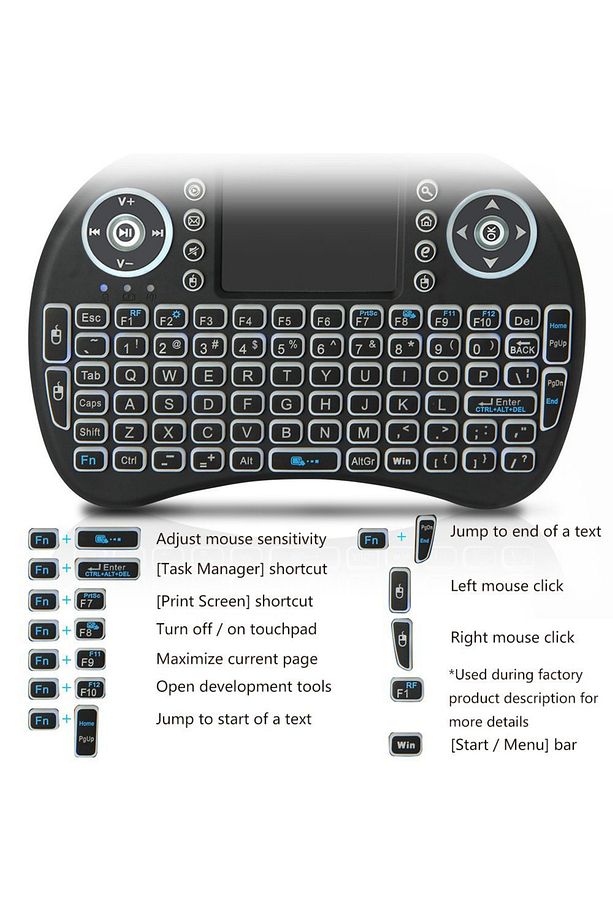 Mini kablosuz klavye tek el klavye 2.4G USB kablosuz klavye - 3