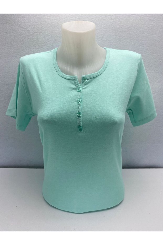 COTTON COTTON SHORT SLEEVE WITH COTTON SMOOTH COLOR NORMAL MOLD DUMMY LYRICAL COTTON SHORT SLEEVE WOMEN MOM COMBED BLUZ