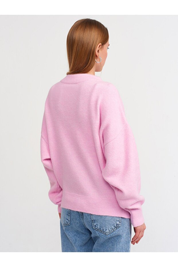 PEMBE DİK YAKA BASIC KAZAK - 2