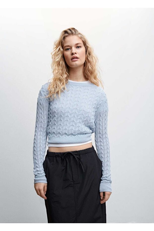 Örgü Desenli Triko Kazak - 1