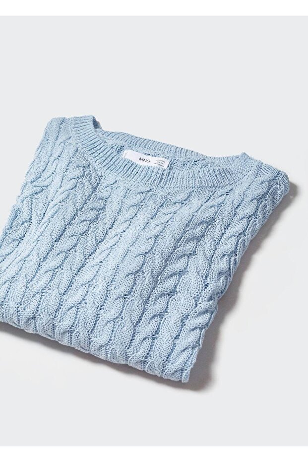 Örgü Desenli Triko Kazak - 5