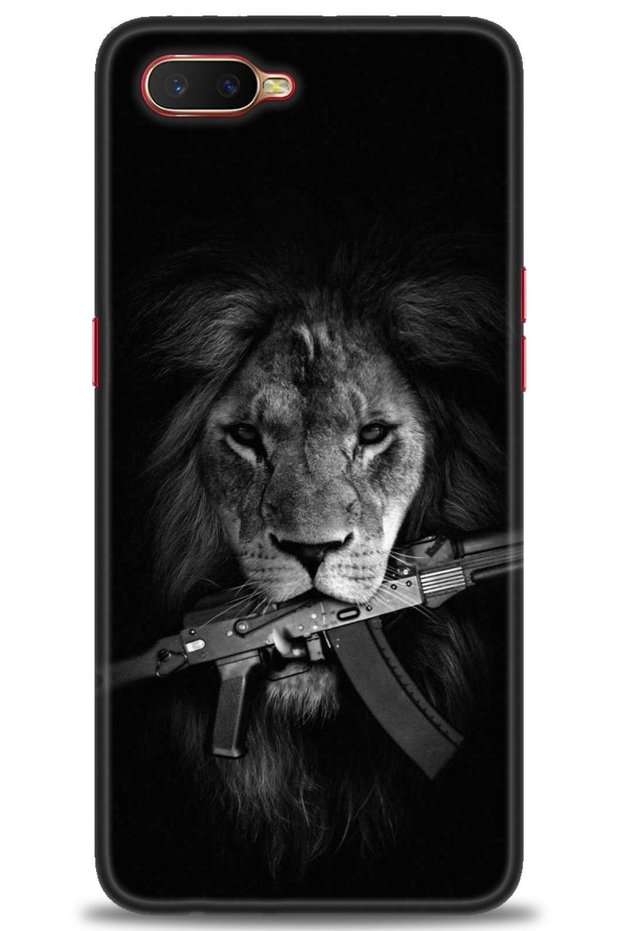 Oppo Rx17 Neo Case Hd Printed Case - Rifle and Lion + Full Screen Protector